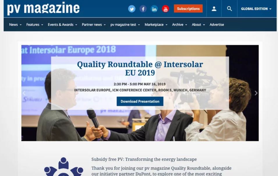 A roundtable featured on pv magazine.