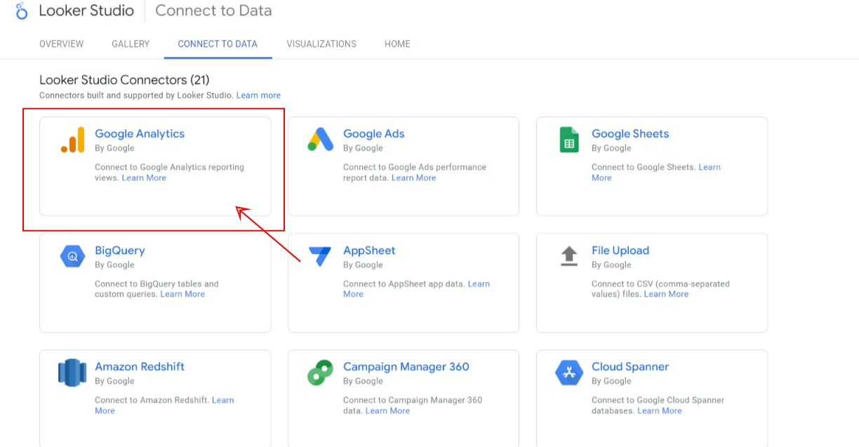 Piliin ang konektor na &quot;Google Analytics&quot;. 