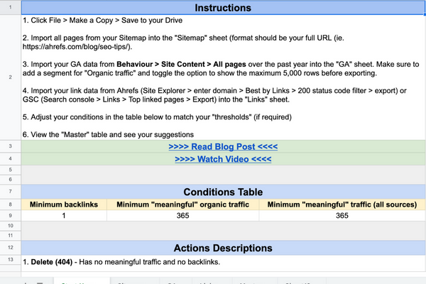 Content audit template