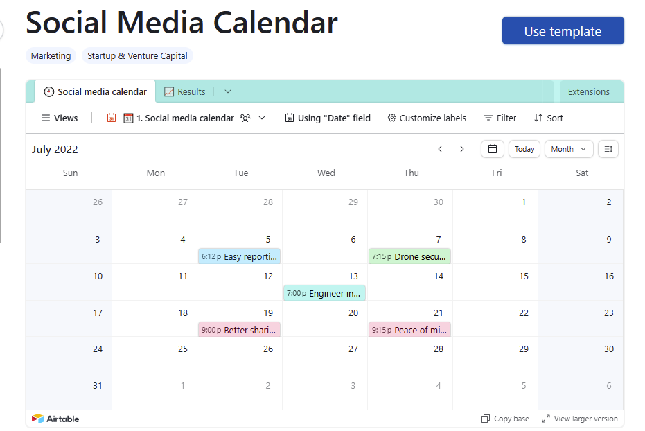 social media calendar