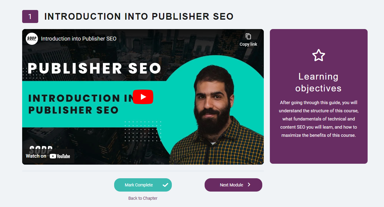 educational course focusing on Publisher SEO
