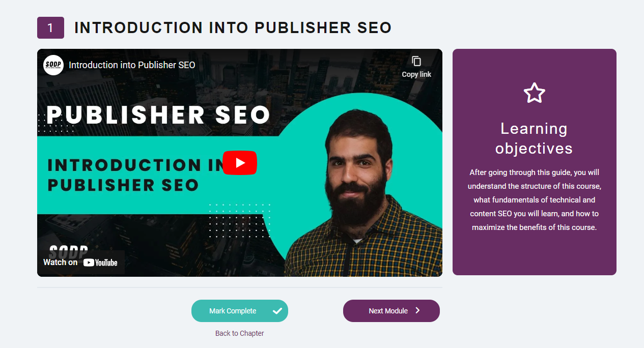 curso educativo centrado en Publisher SEO