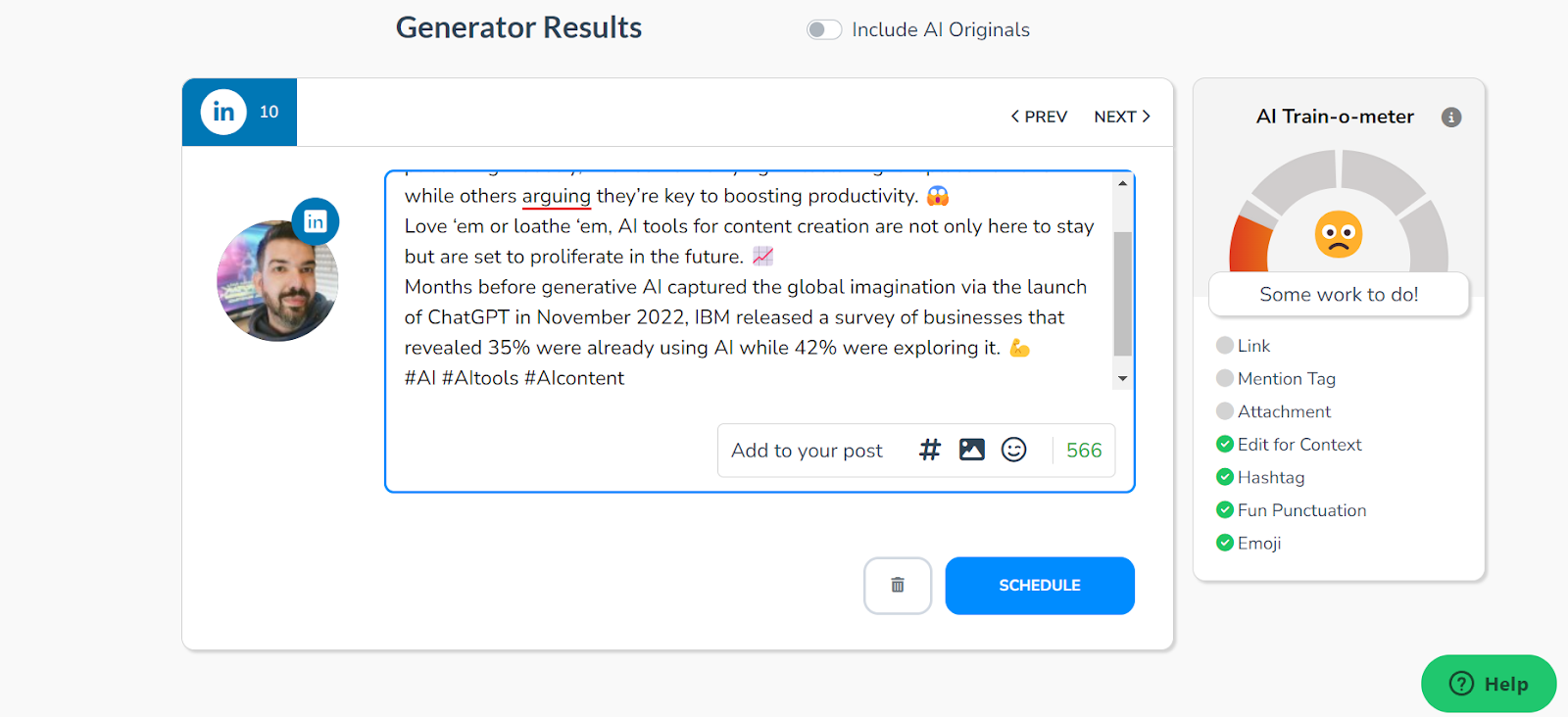 Al insertar un archivo de texto, audio o video en el motor de Lately, la IA toma el control y analiza el potencial de participación de las publicaciones en las redes sociales.