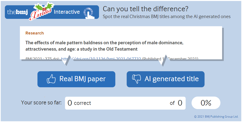 Der von BMJ vorgestellte Test schlägt vor, automatisch generierte Titel zu erkennen.