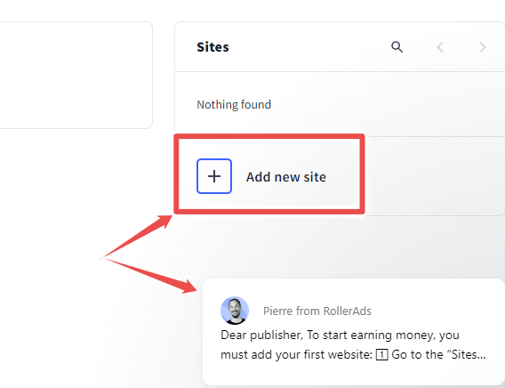 Magdagdag ng bagong site - RollerAds