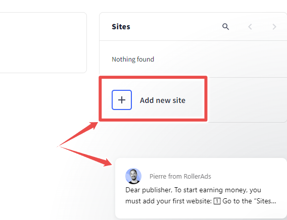 Add new site - RollerAds