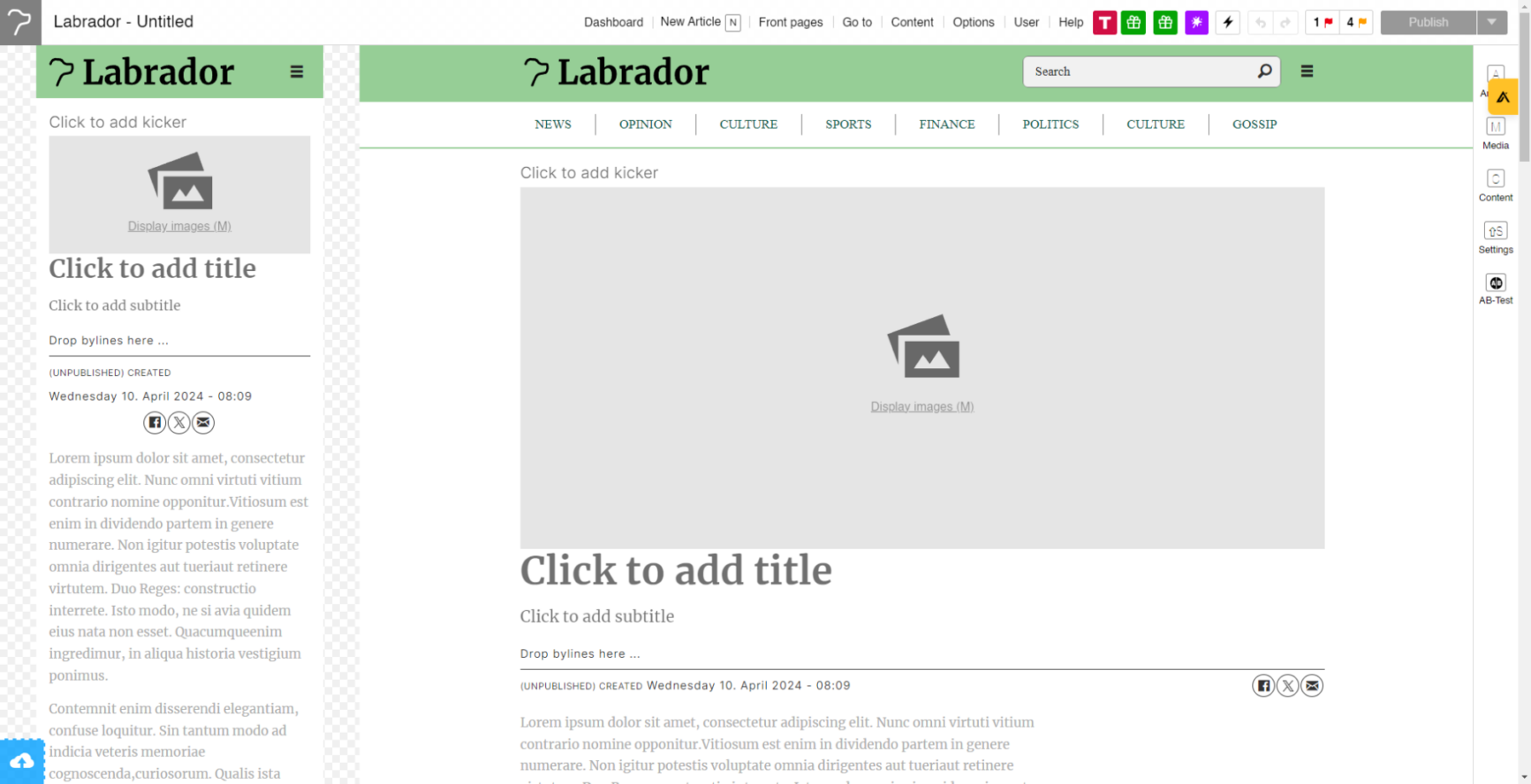 Labrador dashboard - getting started