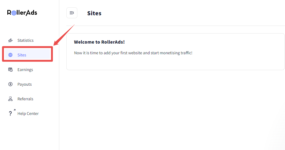 Pagsisimula sa RollerAds dashboard